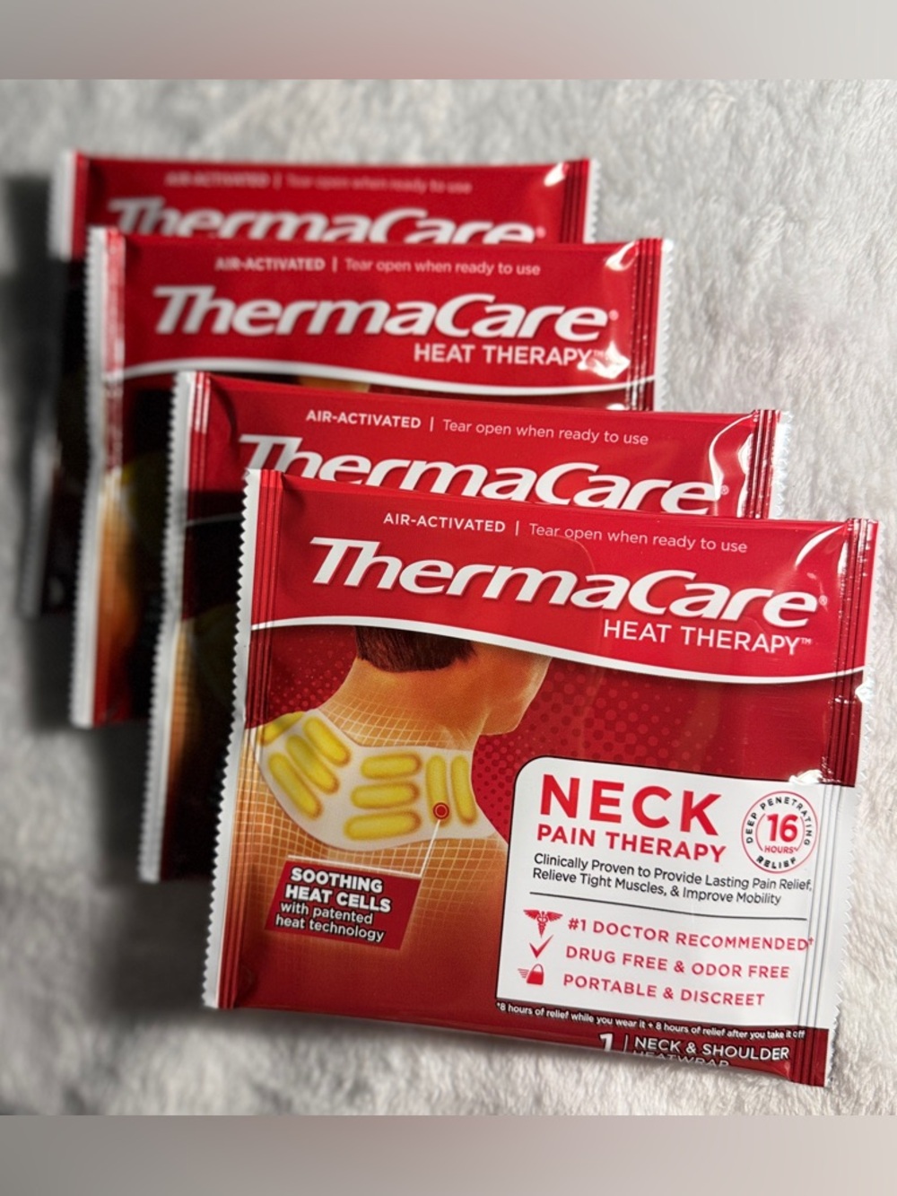 ThermaCare Shoulder, Writst, Neck, & Back Pain Relief Heat Wraps, 4 Ct